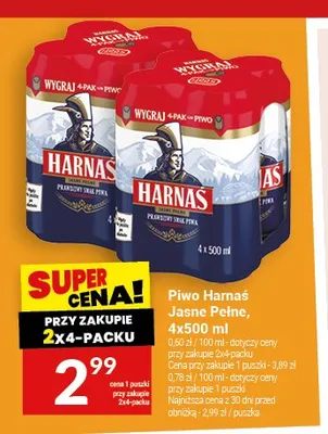Piwo Harnaś Jasne Pełne 4-pak 500ml promocja w Twój Market
