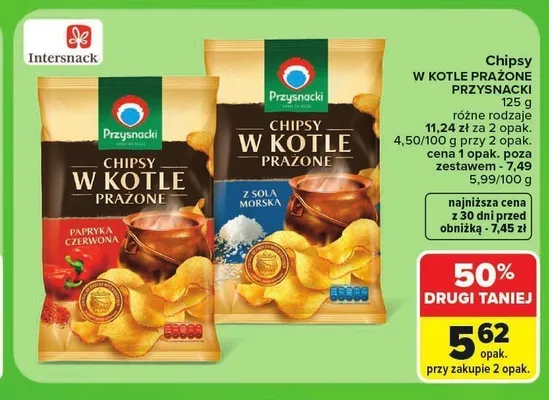 Chipsy w kotle prażone Przysnacki z solą morską promocja w Carrefour