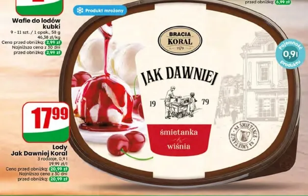 Lody śmietanka wiśnia Jak Dawniej Bracia Koral promocja w Dino