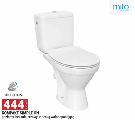 Kompakt SIMPLE ON poziomy, bezkolnierzowy, z deską wolnoopadającą promocja w Merkury Market