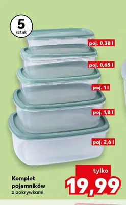 Komplet pojemników z pokrywkami 5-pak promocja w Kaufland