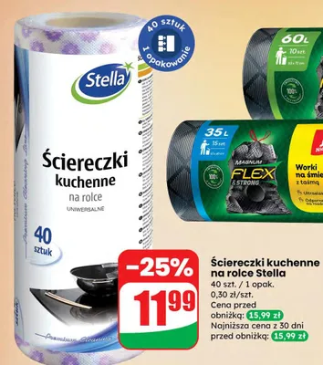 Worki na śmieci z taśmą poj. 60 l promocja w Dino