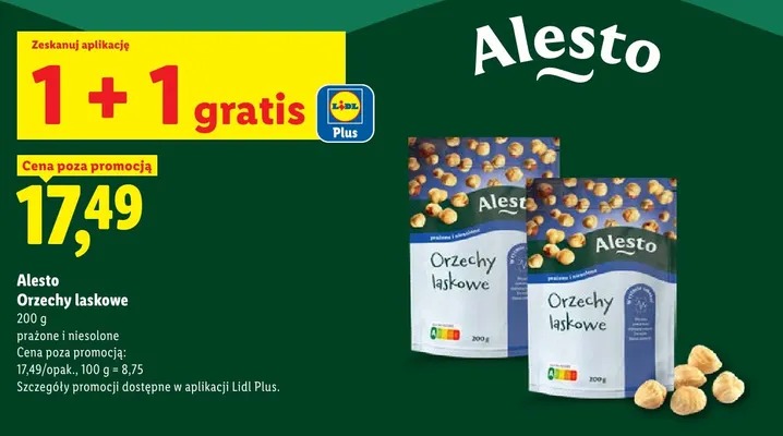 Orzechy laskowe prażone i niesolone Alesto promocja w Lidl