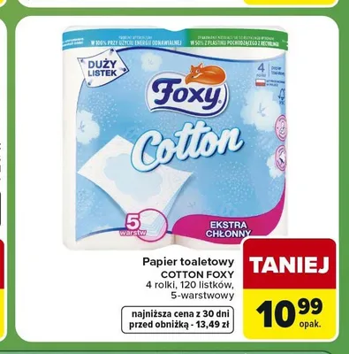 Papier toaletowy Foxy Cotton promocja w Carrefour Express