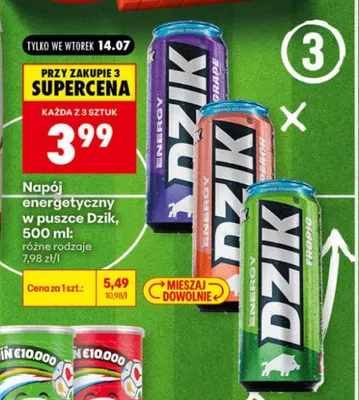 Napój energetyczny Dzik Grape promocja w Biedronka