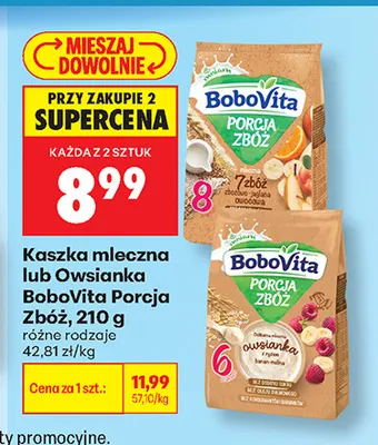 Owsianka BoboVita Porcja Zbóż z żytem banan malina promocja w Biedronka