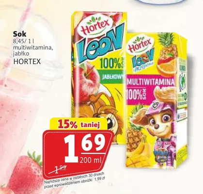 Sok Hortex Leon Jabłko promocja w Prim Market
