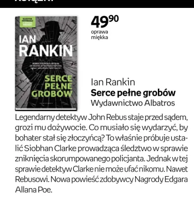 Książka Serce pełne grobów Ian Rankin promocja w Empik