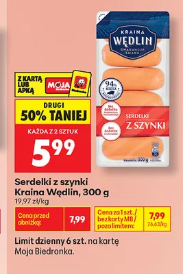 Serdelki z szynki Kraina Wędlin promocja w Biedronka