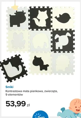 Kontrastowa mata piankowa zwierzęta 9 elementów Smiki promocja w Smyk