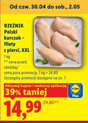 Kurczak filety z piersi XXL Rzeźnik Polski promocja w Lidl