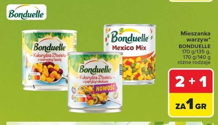 Mieszanka warzyw Bonduelle Kukurydza Złocista z papryką i oliwkami promocja w Carrefour