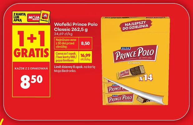 Wafelki Prince Polo Classic promocja w Biedronka