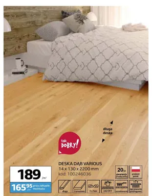 Deska podłogowa dębowa Barlinek Dąb Various 14x130x2200 mm promocja w Komfort