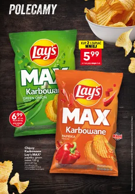 Chipsy karbowane Lay's MAX green onion promocja w LEWIATAN