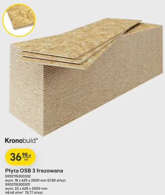 Płyta OSB 3 frezowana Kronobuild 18 mm promocja w Castorama