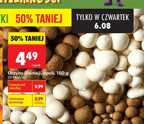 Grzyby Shimeji promocja w Biedronka