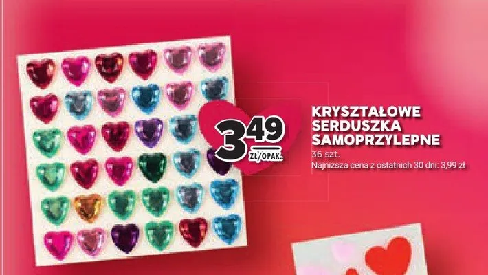 Kryształowe serduszka samoprzylepne promocja w Stokrotka