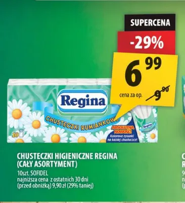 Chusteczki higieniczne Regina 10-pak promocja w Arhelan