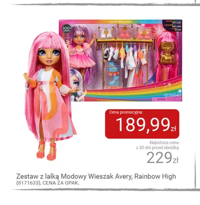 Zestaw z lalką Modowy Wieszak Avery Rainbow High promocja w Smyk