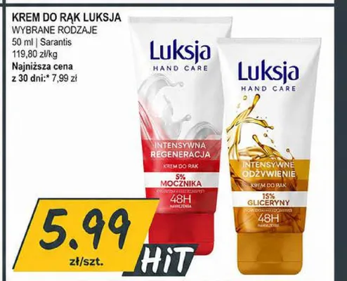 Krem do rąk Luksja intensywna regeneracja 5% mocznika promocja w Słoneczko