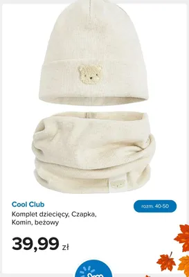 Komplet dziecięcy czapka komin beżowy Cool Club promocja w Smyk