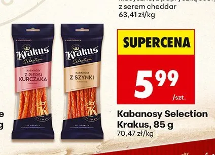 Kabanosy Selection z piersi kurczaka Krakus promocja w Biedronka