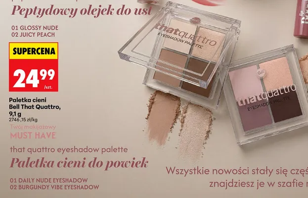 Paletka cieni Bell That Quattro 01 Daily Nude Eyeshadow promocja w Biedronka