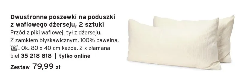Dwustronne poszewki na poduszki z waflowego dżerseju Tchibo 2-pak promocja w Tchibo