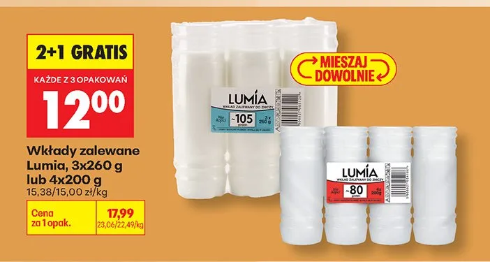 Wkłady zalewane Lumia 3x260g promocja w Biedronka