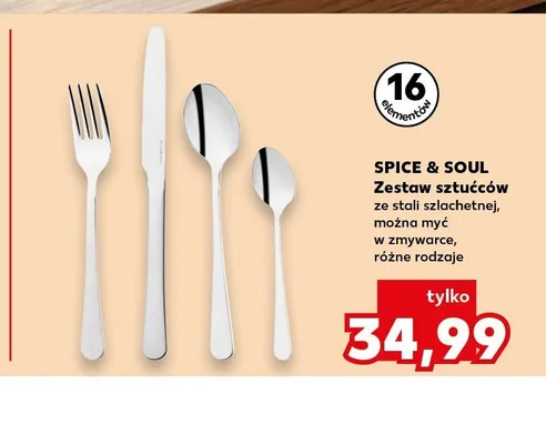Zestaw sztućców ze stali szlachetnej Spice & Soul 16 elementów promocja w Kaufland
