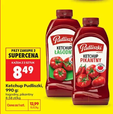 Ketchup łagodny Pudliszki promocja w Biedronka