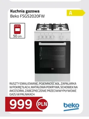 Kuchnia gazowa Beko FSG52020FW promocja w kakto.pl