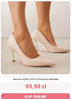 Beżowe szpilki Vices ze skórzaną wkładką promocja w Renee