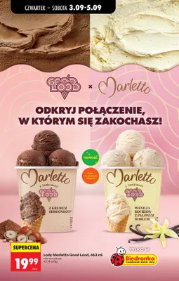 Lody Marletto Good Lood wanilia bourbon z palonym masłem promocja w Biedronka