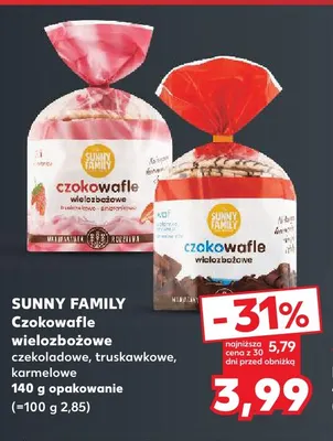 Czokowafle wielozbożowe truskawkowe Sunny Family promocja w Kaufland