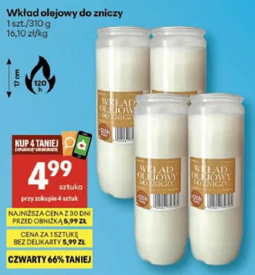 Wkład olejowy do zniczy promocja w Delikatesy Centrum