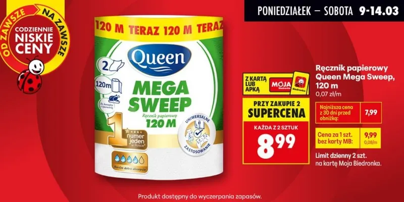 Ręcznik papierowy Mega Sweep promocja w Biedronka