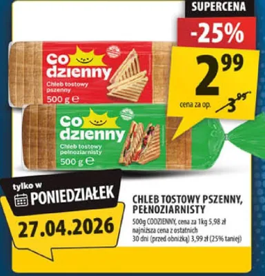 Chleb tostowy pszenny, wieloziarnisty promocja w Arhelan