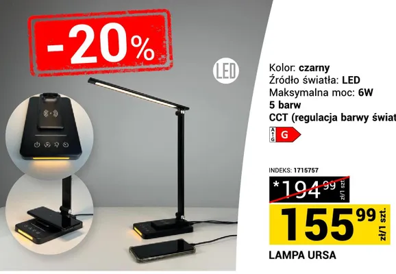 Lampa biurkowa LED Ursa promocja w Merkury Market