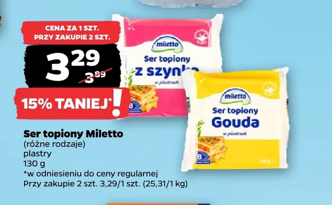 Ser topiony w plastrach z szynką Miletto promocja w Netto