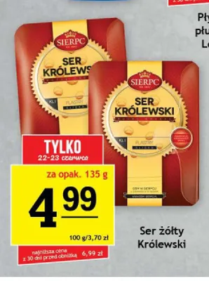 Ser żółty Królewski Sierpc plastry promocja w Gram Market