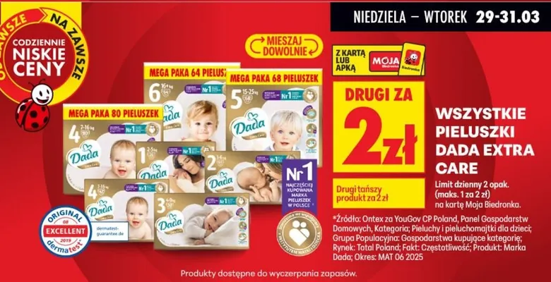 Wszystkie pieluszki Extra Care  promocja w Biedronka
