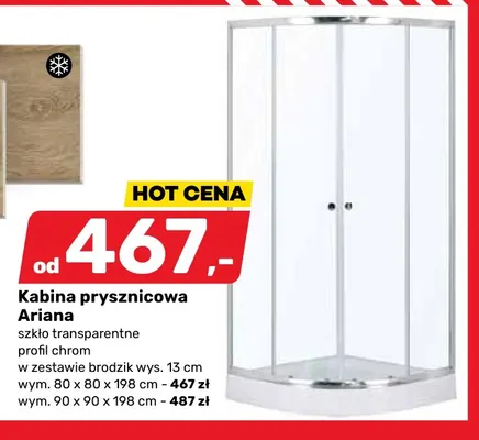Kabina prysznicowa Ariana szkło transparentne profil chrom z brodzikiem 80x80x198 cm promocja w Bricomarche