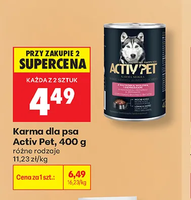 Karma dla psa Activ Pet promocja w Biedronka