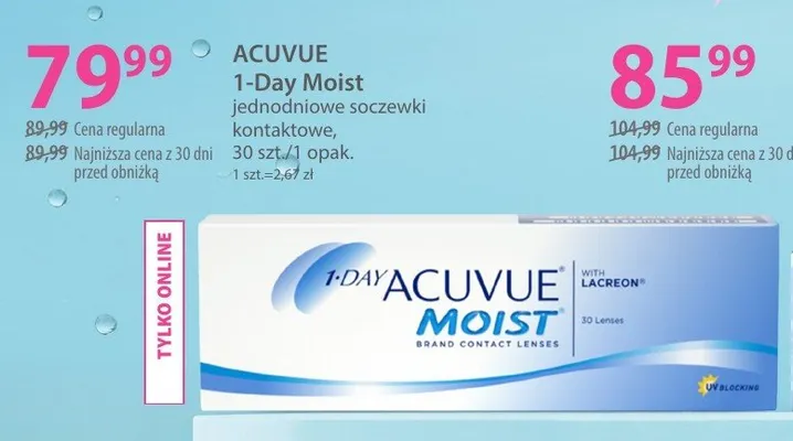 Jednodniowe soczewki kontaktowe ACUVUE 1-Day Moist promocja w Hebe