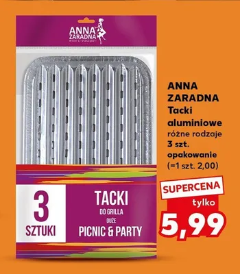 Tacki aluminiowe Anna Zaradna Picnic & Party duże 3szt. promocja w Kaufland