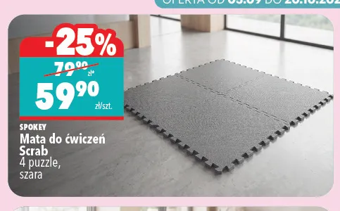 Mata do ćwiczeń Scrab 4 puzzle szara Spokey promocja w Biedronka Home