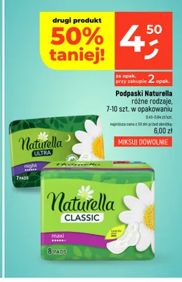 Podpaski Naturella Ultra Night promocja w Dealz