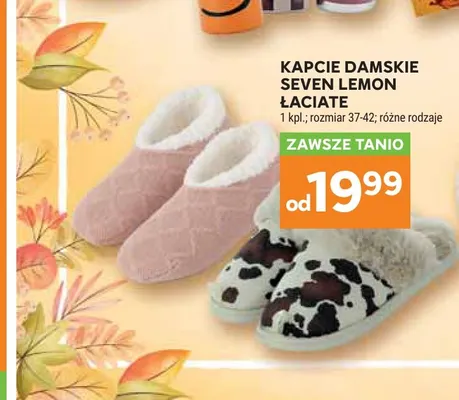 Kapcie damskie Seven Lemon łaciate promocja w Stokrotka